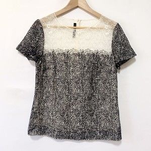 ESCADA Black White Lace Short Sleeve Top Size 38